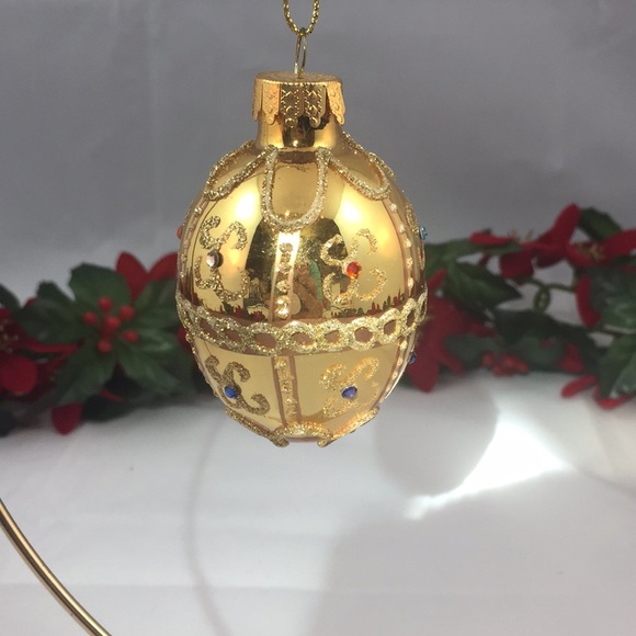 GKI/Bethlehem Glass Other - Vintage GKI/Bethlehem Glass Egg shaped embellished Christmas Ornament